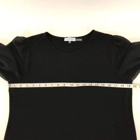 Calvin Klein Sheer Sleeve Blouse Women's Size Medium Black Stretch Career Party - Picture 7 of 12